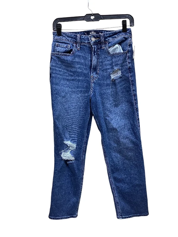 women's denim jeans with floral embroideryJeans Straight By Hollister In Blue Denim, Size: 2