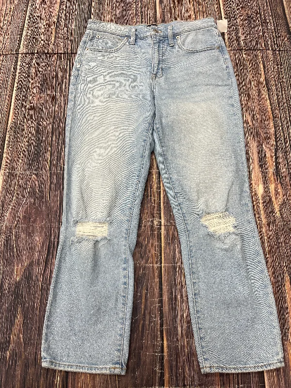 women's distressed denim jeansJeans Straight By J. Crew In Blue Denim, Size: 6