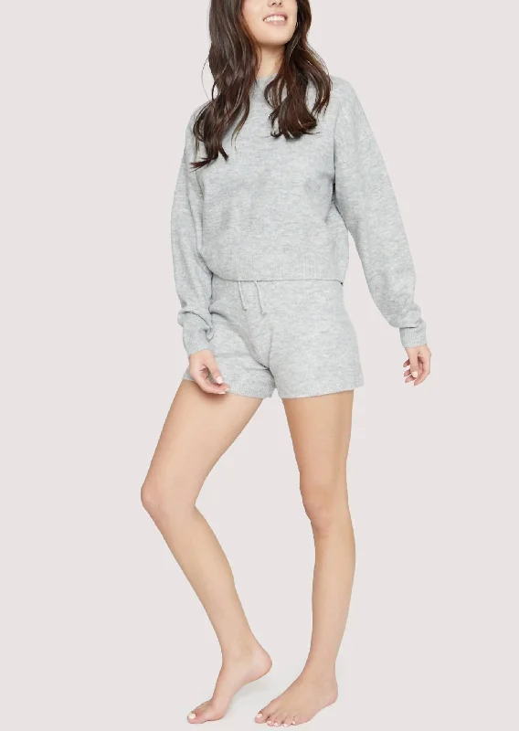 Fashionable SweatersKnit Early Night Top In Heather Grey