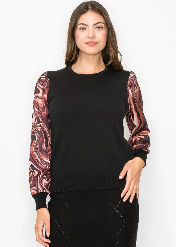 Trendy SweatersMarble Print Sleeve Top