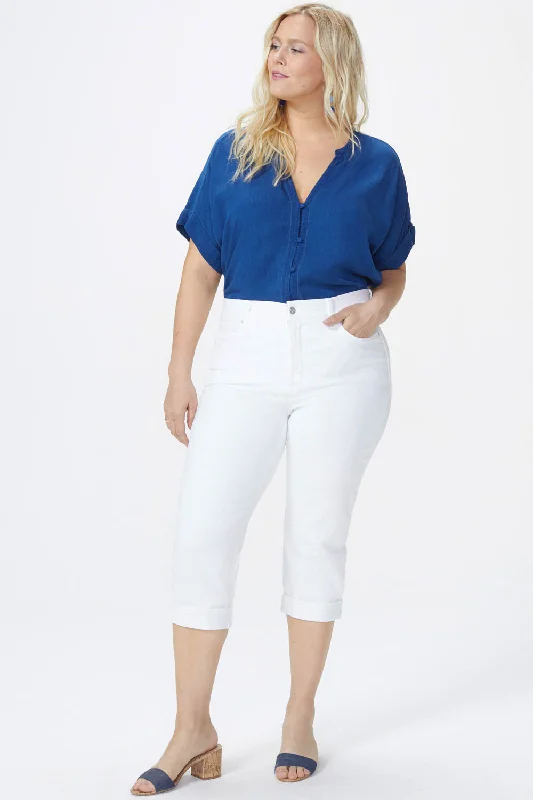 women's denim jeans with ripped kneesMarilyn Straight Crop Jeans In Plus Size - Optic White