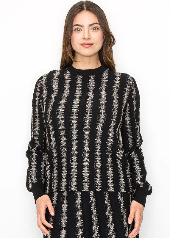 Flannel SweatersMetallic Striped Modest Sweater