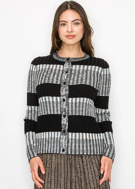 Oversized SweatersModern Ribbed Stripe Cardigan