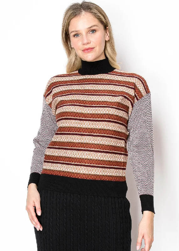 Cashmere Custom Children's SweatersMulti-Pattern Rust and Black Sweater