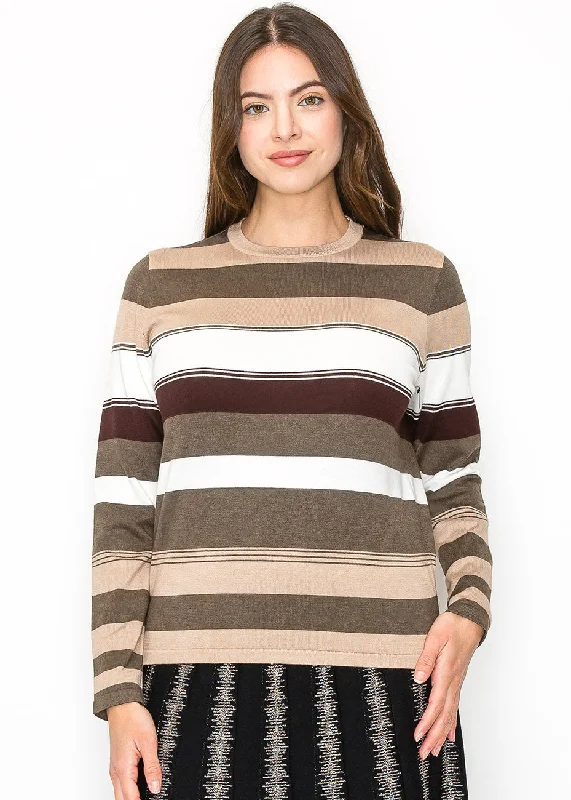 Cozy Custom Embellished SweatersMulti-Toned Striped Sweater