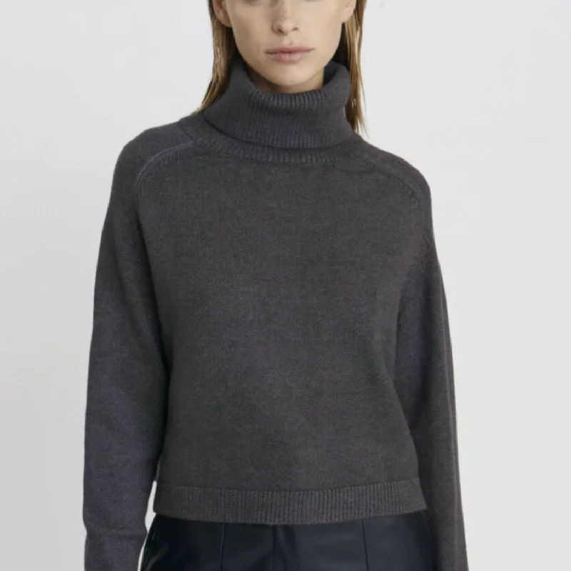 Cozy Custom Embellished SweatersPugliese Turtleneck Sweater In Dark Grey