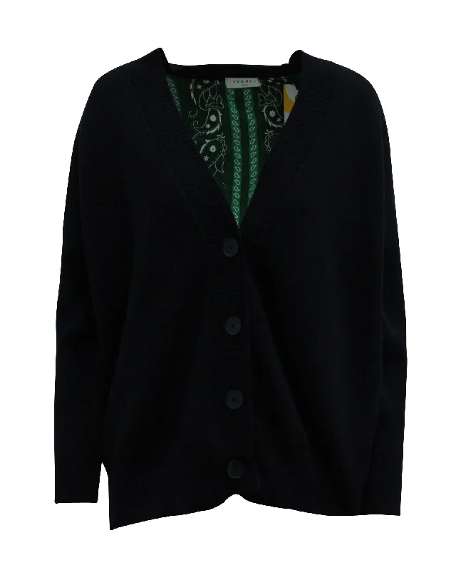 Embellished SweatersSandro Paris Cardigan in Navy Blue Viscose