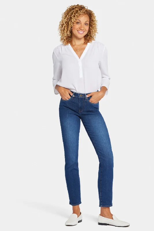 women's denim jeans with raw hemsSheri Slim Jeans In Petite - Cooper