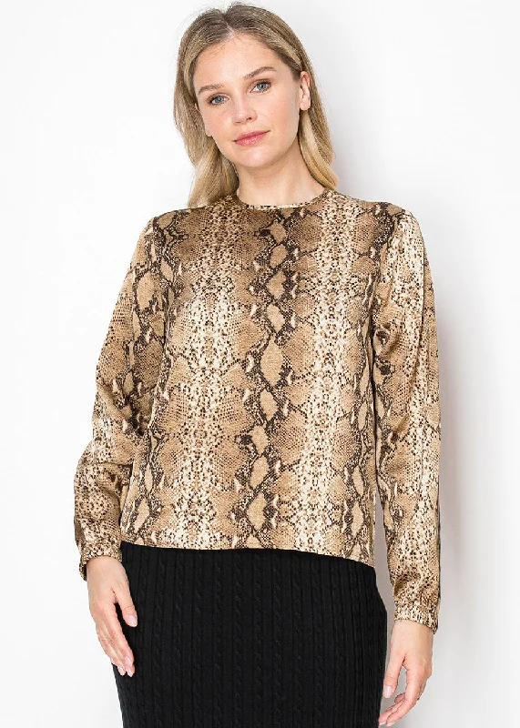 Affordable Women's SweatersSnake Print Long-Sleeve Top