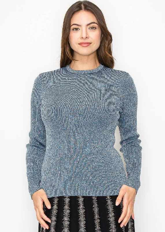 Turtle-Neck Wool SweatersSubtle Sparkle Blue Sweater