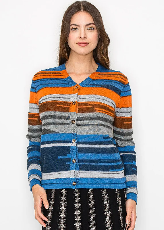 Retro Stylish Flannel SweatersSunset Stripes Cardigan