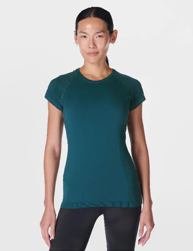 women's tops for glamorous eveningsAthlete Seamless Gym T-Shirt - Deep Green