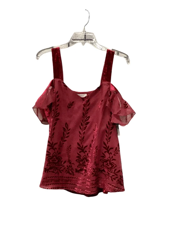 women's tops with geometric patternsTop Short Sleeve By Francesca's In Red, Size: L